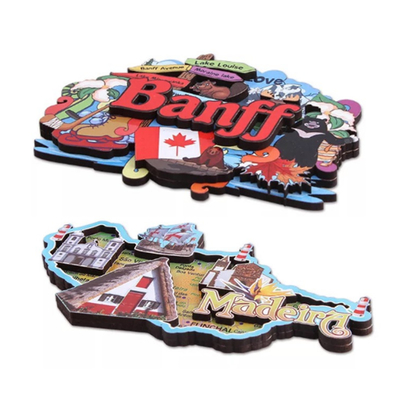 Shape holland makkah magnet 3d custom wood fridge magnet thai canada banff portugal souvenir